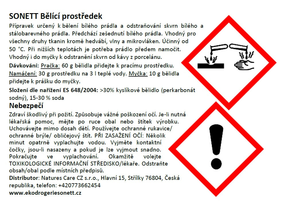 SONETT Bělící prostředek a odstraňovač skvrn 900 g - náhradní náplň