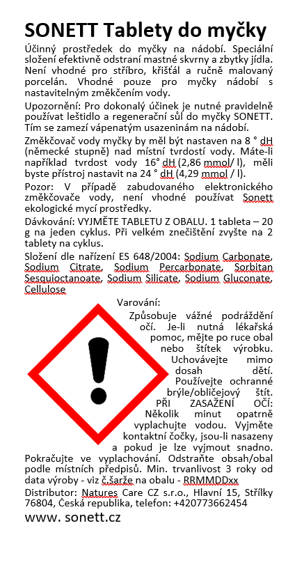 SONETT Tablety do myčky (25 ks) 500 g - NOVÉ SLOŽENÍ