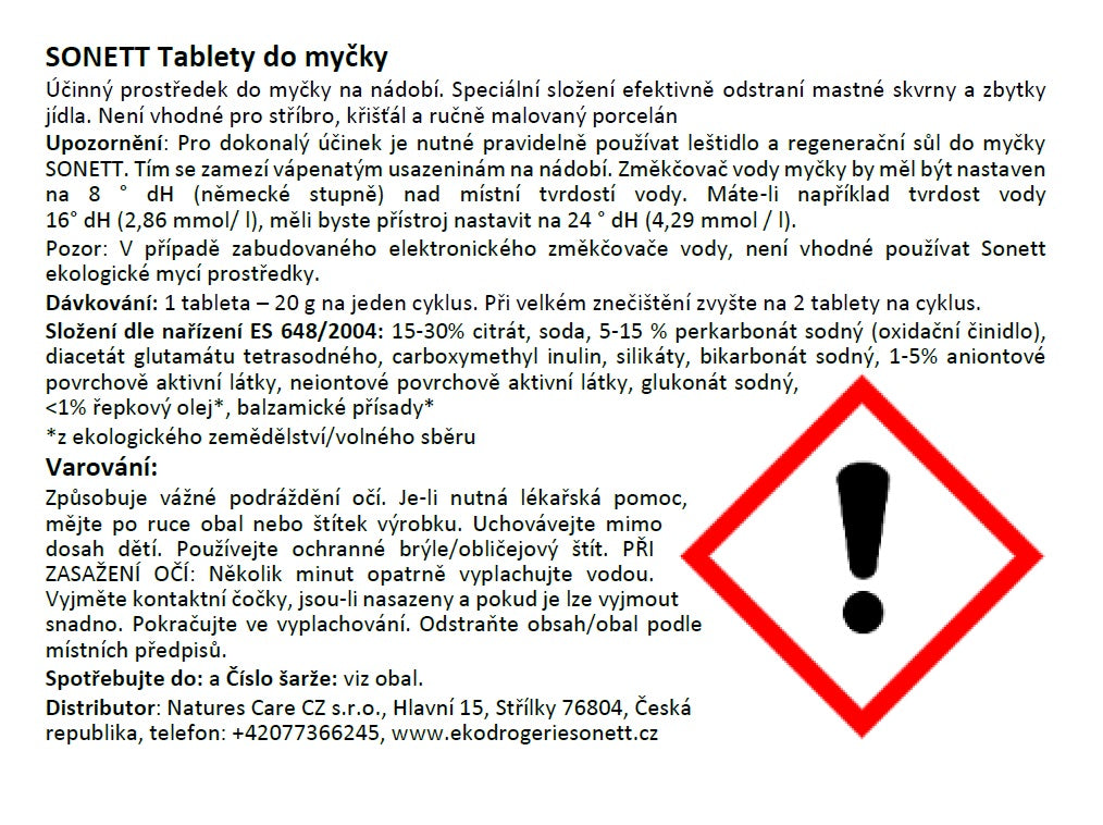 SONETT Tablety do myčky (800 ks) 16 kg