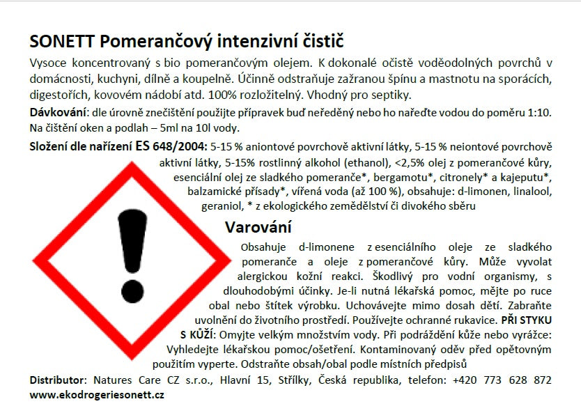 SONETT Pomerančový intenzivní čistič 10 l
